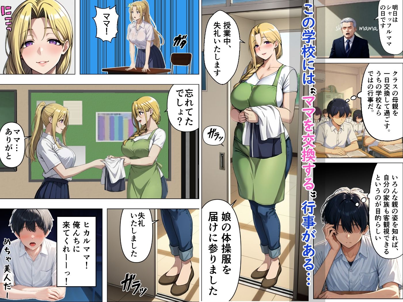 サンプル画像1:ママ交換の日〜クラスで一番美人なママに精子を搾り取られる話〜(赤白あみ) [d_665418]