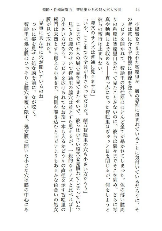 サンプル画像2:羞恥・性器展覧会  智絵里たちの処女穴大公開(高牧園) [d_666654]