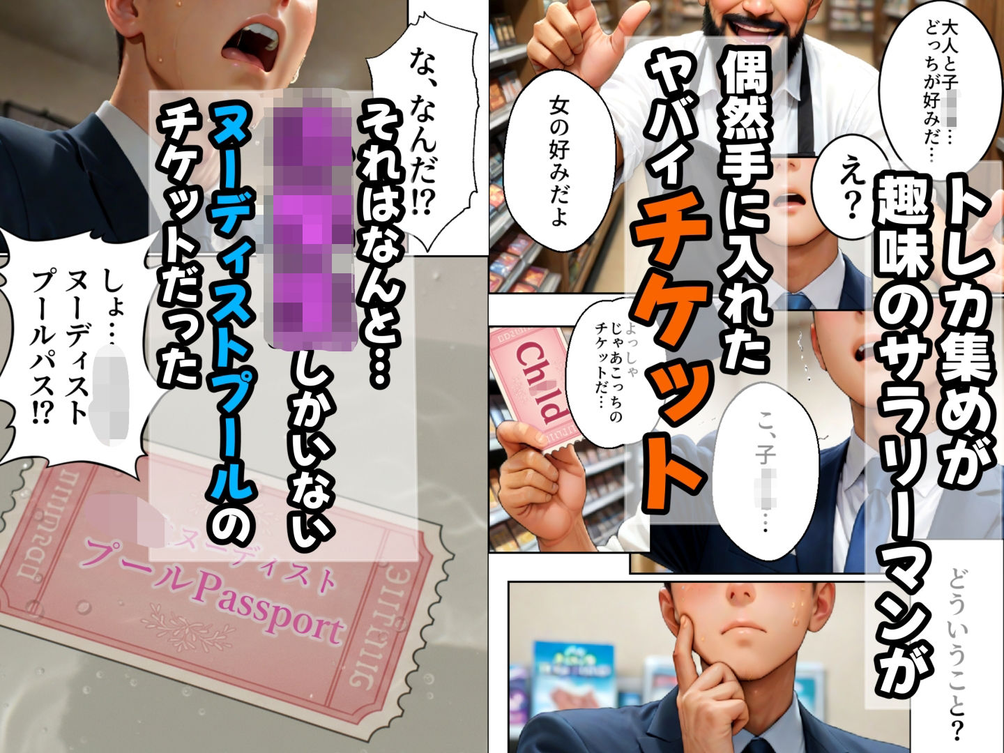 トレカ集めが趣味のサラリーマンが、女子〇〇生しかいないヌーディストプールのチケットを手に入れてしまった話 - hitomi無料エロ漫画（同人誌）サンプル画像 002