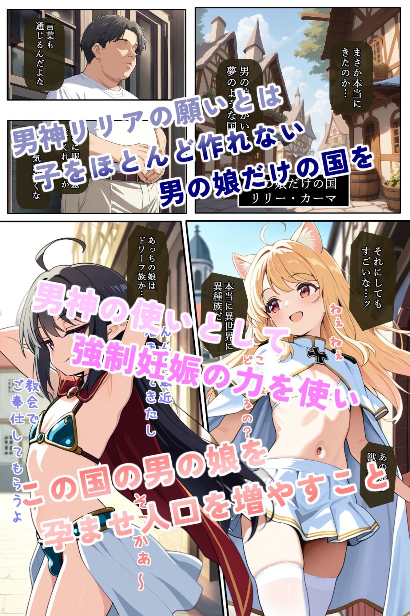 サンプル画像2:異世界召喚！男の娘を孕ませる強●妊娠種付おじさん(お天気雨) [d_668264]