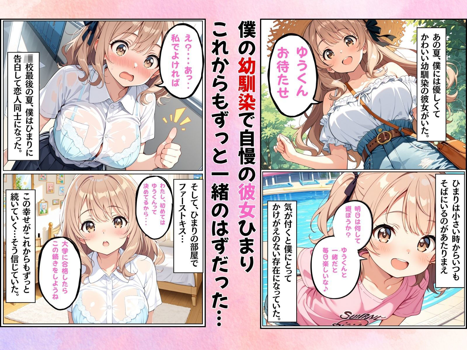 サンプル画像1:幼馴染の体を知らない男に奪われてNTRされた件(tswap) [d_670299]