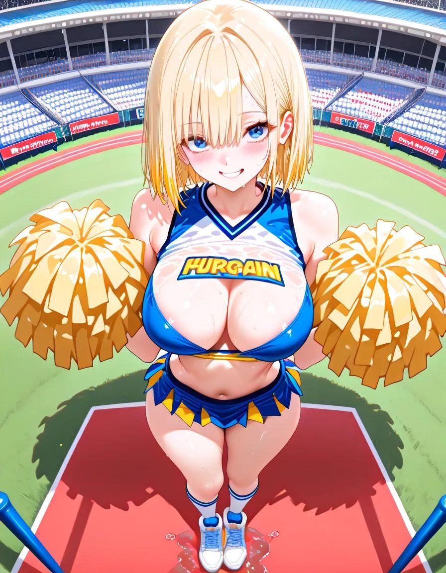 金髪ショートカット美少女がチアリーダー姿で汗だくぬれぬれエッチ写真集【AIグラビアモデル】 画像4