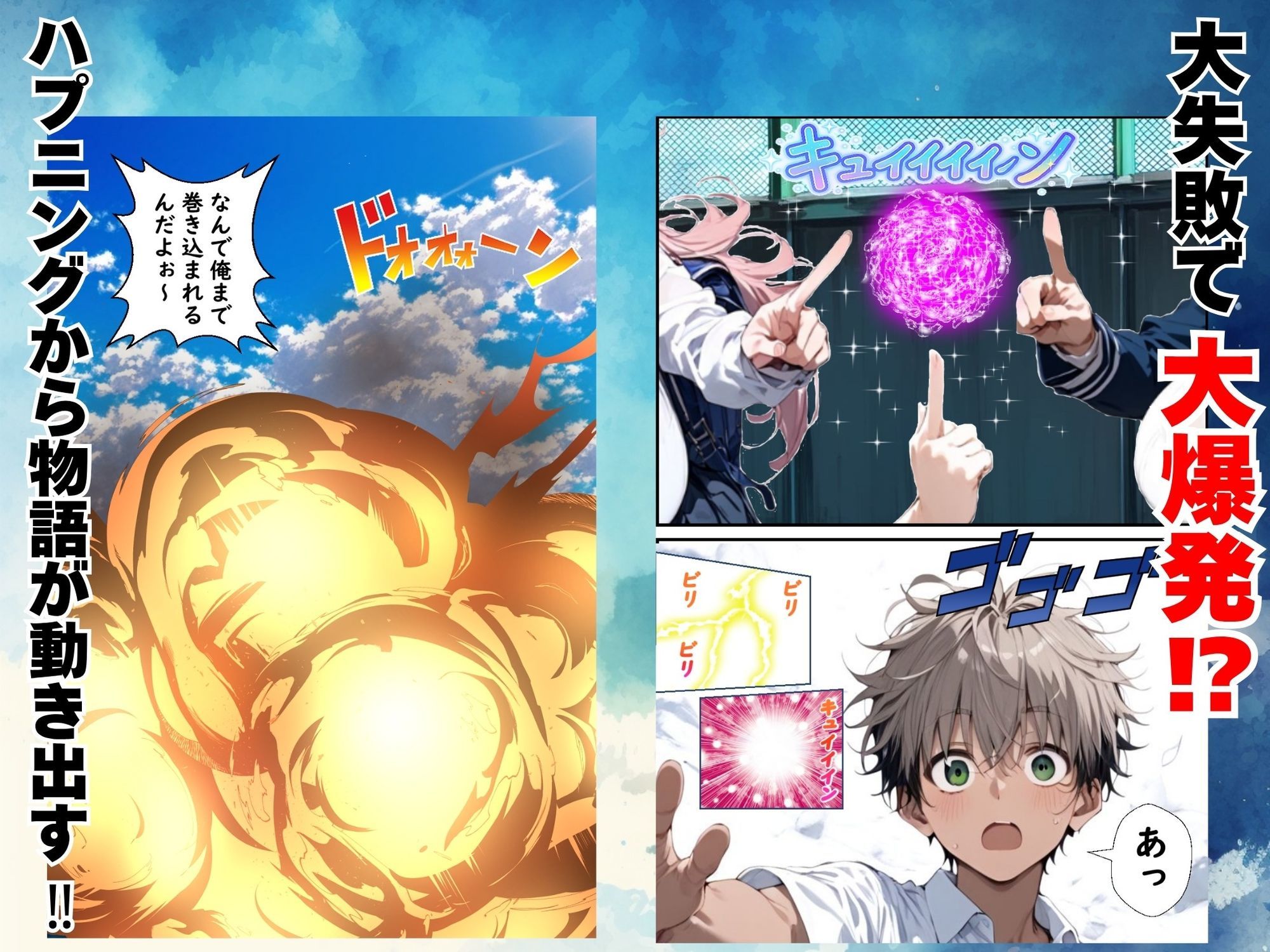 サンプル画像2:Hぷにんぐ  幼馴染魔法少女3人と魔法失敗でラッキースケベ連発のハーレム学園生活(むぎゅっと館) [d_678394]