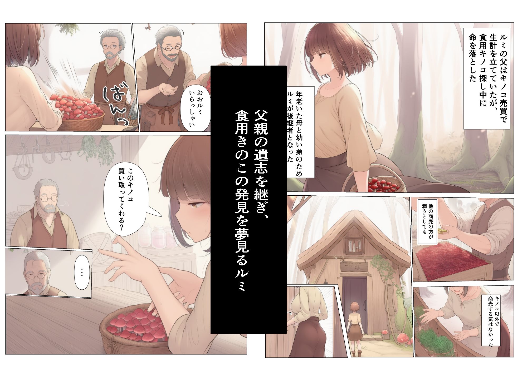 【無料エロ漫画】きのこより快感に溺れて 〜きのこ商人ルミ〜(ちょこたぬき) d_678449