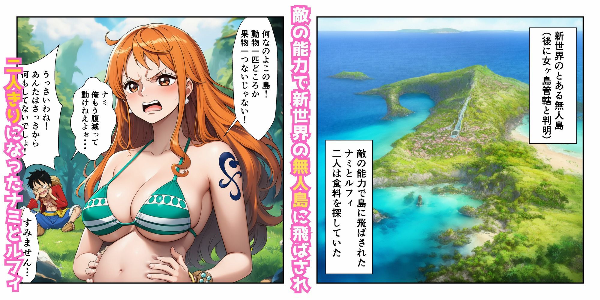 ハンコックの夜●いでルフィ覚醒! ナミ&ハンコック無人島イチャラブ中出し 画像1