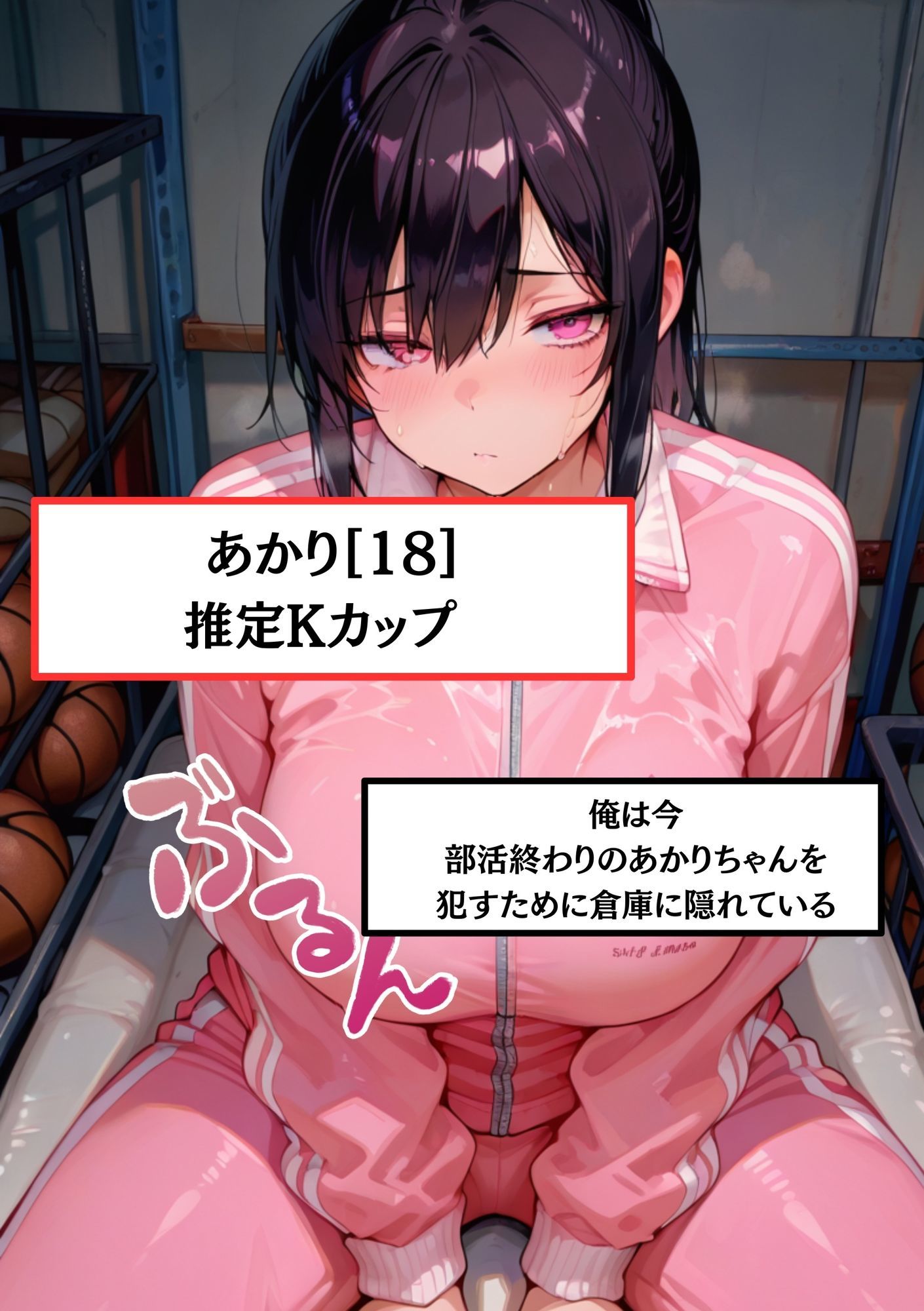 【倉庫で待ち伏せしてJKを襲う】Kカップ痴女のあかり(18)部活終わりの汗だく巨乳のあかりちゃんにこれでもかと射精し、最後にデブおじさんの性欲を分からせの中出し 画像1