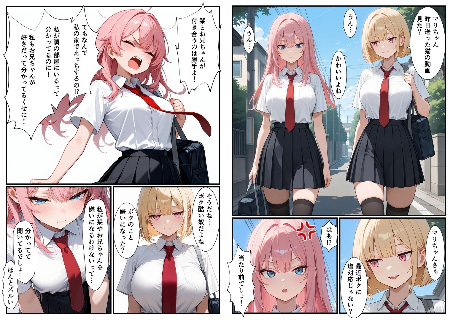 妹×妹の親友×俺 甘々3P 画像1
