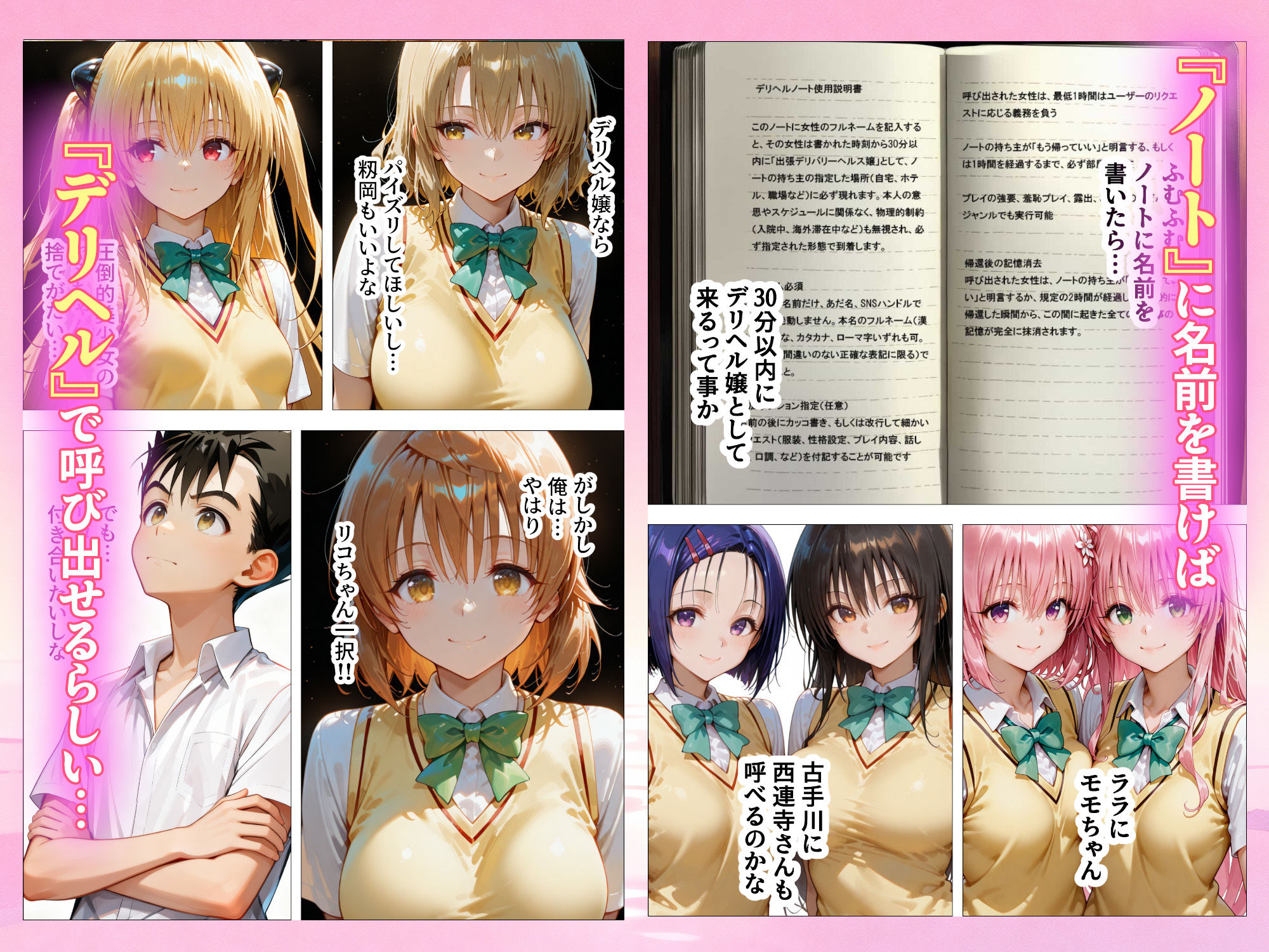 【無料エロ漫画】本番あり!?デリヘルノートでとらぶるハーレムをNN強奪してみた 古○川唯 西○寺春菜 籾岡里○(AI魔法おじさん) d_686844