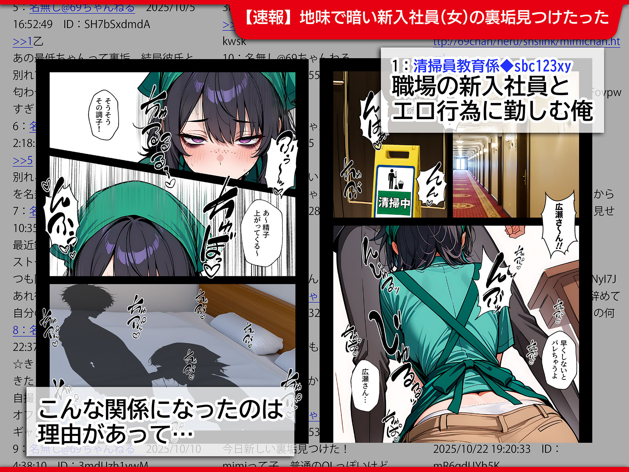 サンプル画像1:地味でブスだと思ってた新人清掃員の裏垢特定 粘着SEXで彼氏と別れさせた物語(69ちゃんねる) [d_689069]