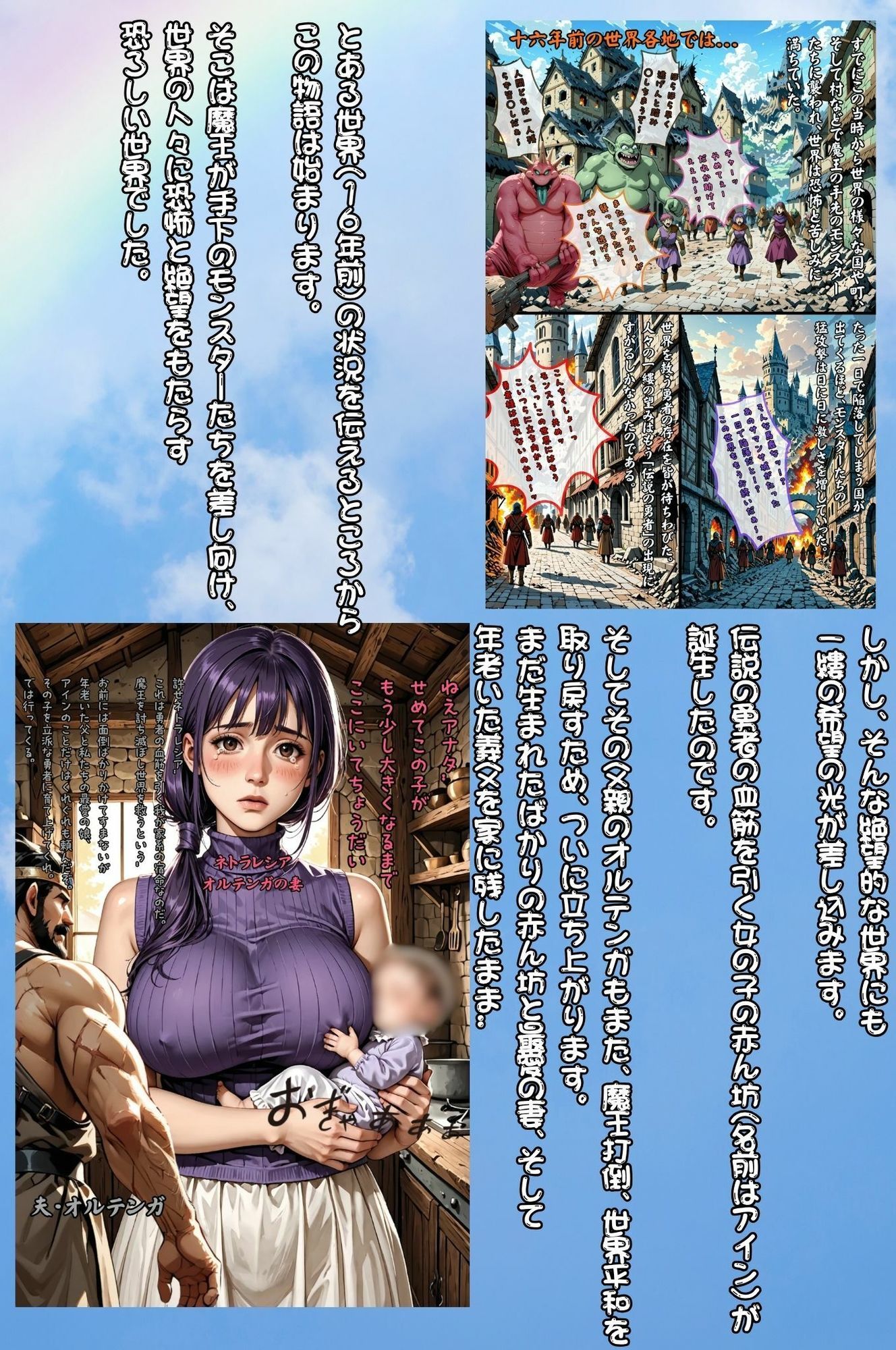 絶倫義父と寝取られ嫁 〜夫が魔王を倒すために一人旅に出ている間に 伝説の勇者の血を絶やしてはいけないからという理由で嫁が毎日義父に種付けされていたお話〜 画像1