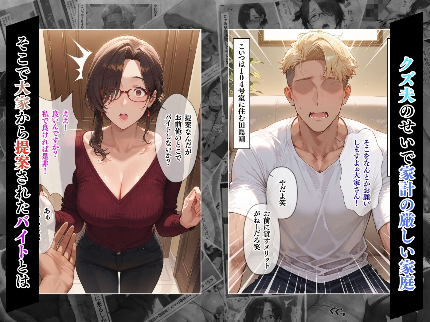 サンプル画像5:【4K高画質】人妻限定アパート 102号室 田島雪乃 〜大家のペットになった日編〜(ワーテルLab) [d_691899]