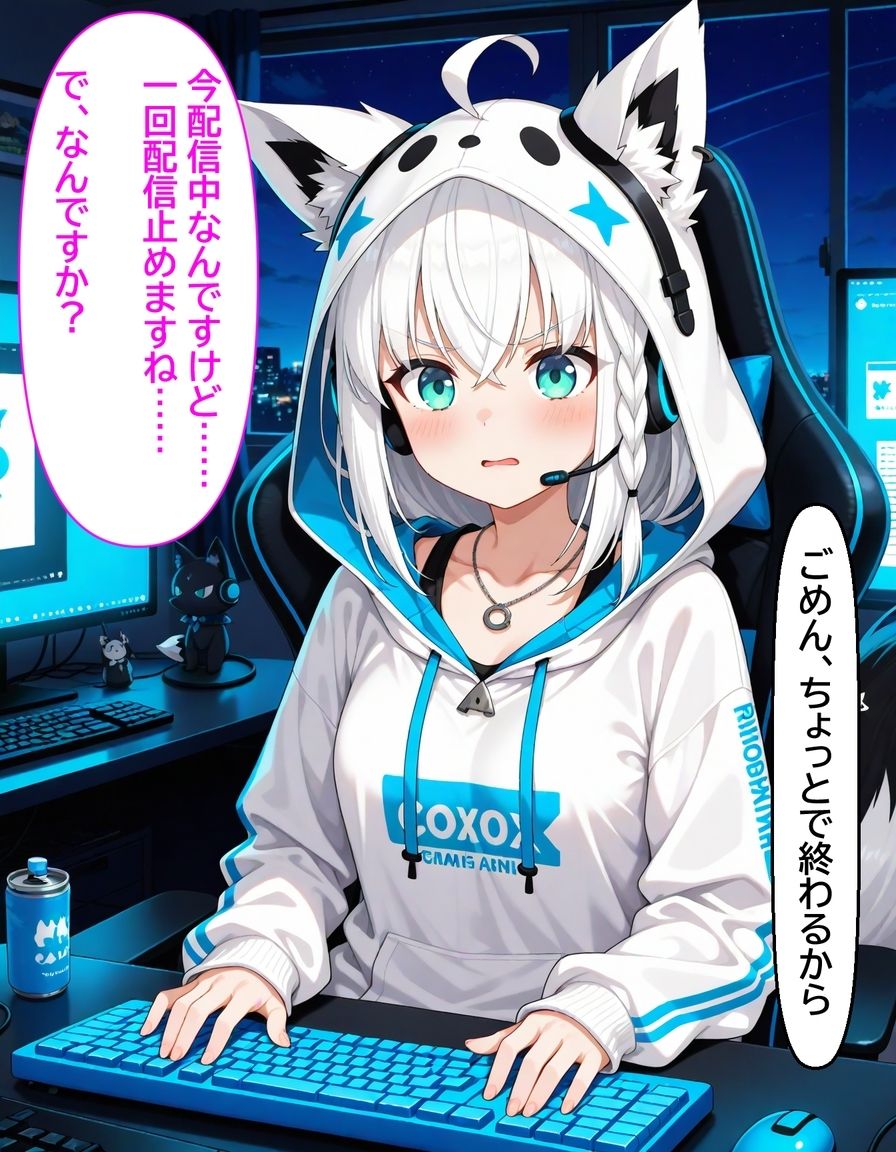 白〇フブキ 〜配信部屋でオナニーさせられて発情Hする話〜 画像1