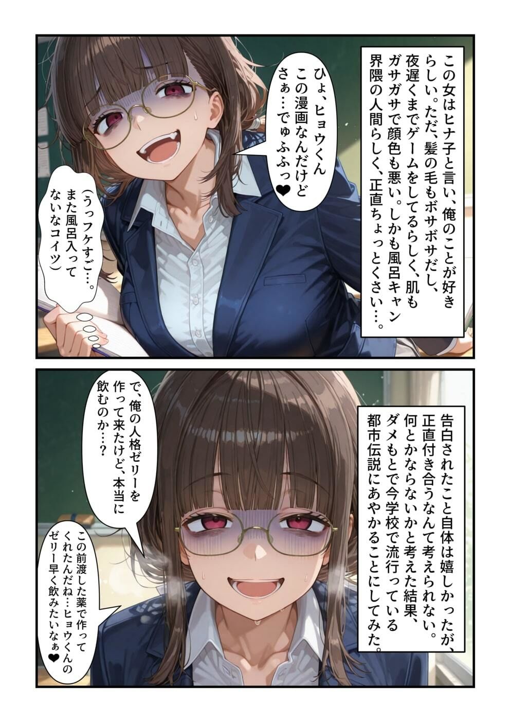 サンプル画像1:【乗っ取り】告白してきた女に合意で自分の人格ゼリーを飲ませてみた(tsf-Saeki) [d_696104]