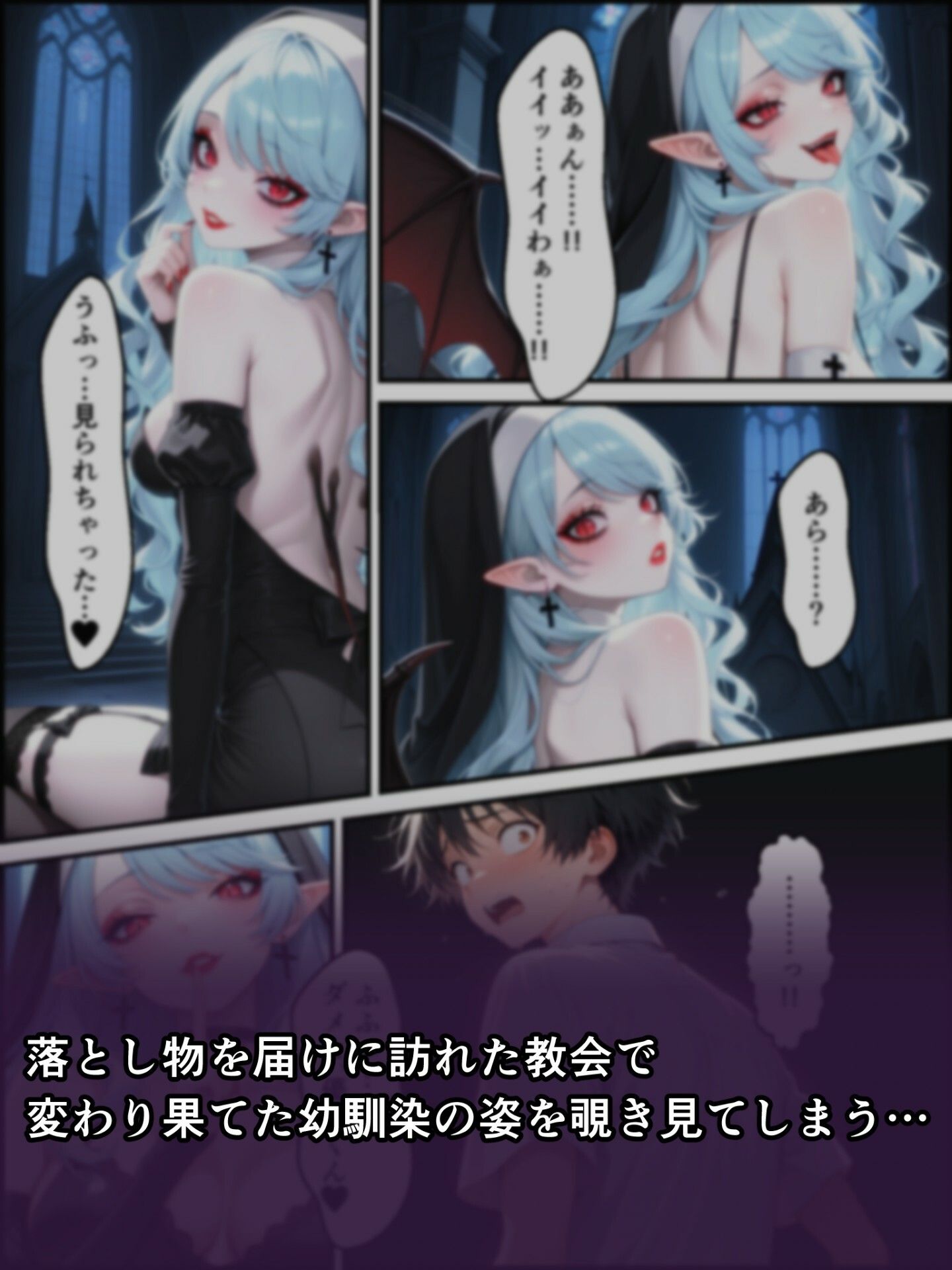 サンプル画像2:蝕宴のコラプティオ  淫魔シスターの呪いで少女に変えられた幼馴染が、歌の魔力でギャル淫魔に堕ちるまでの10日間(しにもの) [d_697414]