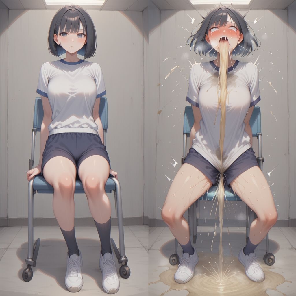 （ゲロ注意）体育授業で媚薬オーバードーズ ビフォーアフター 嘔吐ver 画像5
