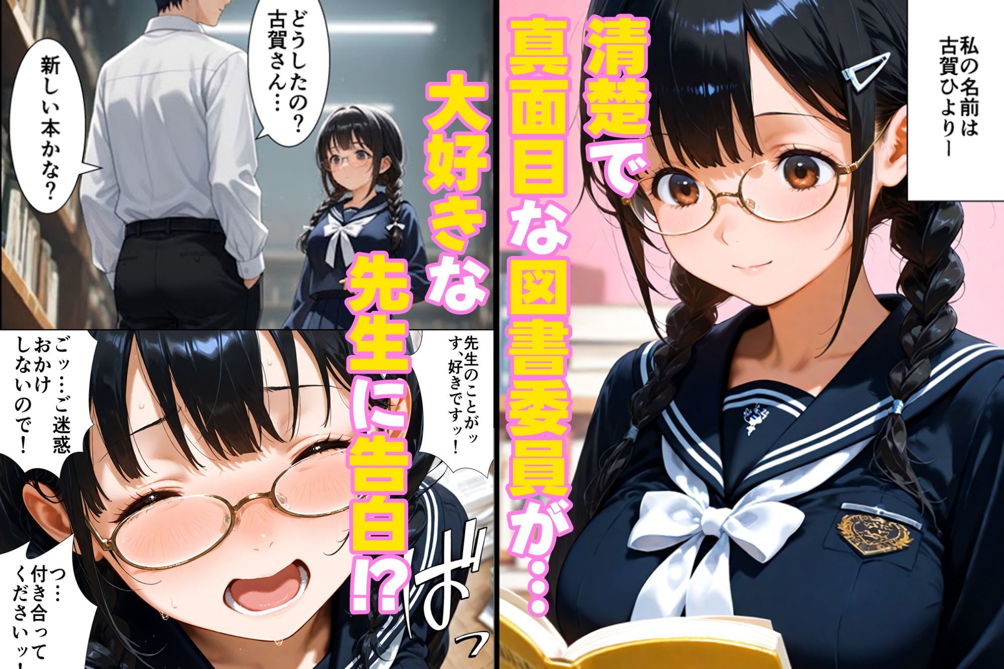 清楚な巨乳図書委員が大好きな先生に無理やりセックスさせられる話 画像1