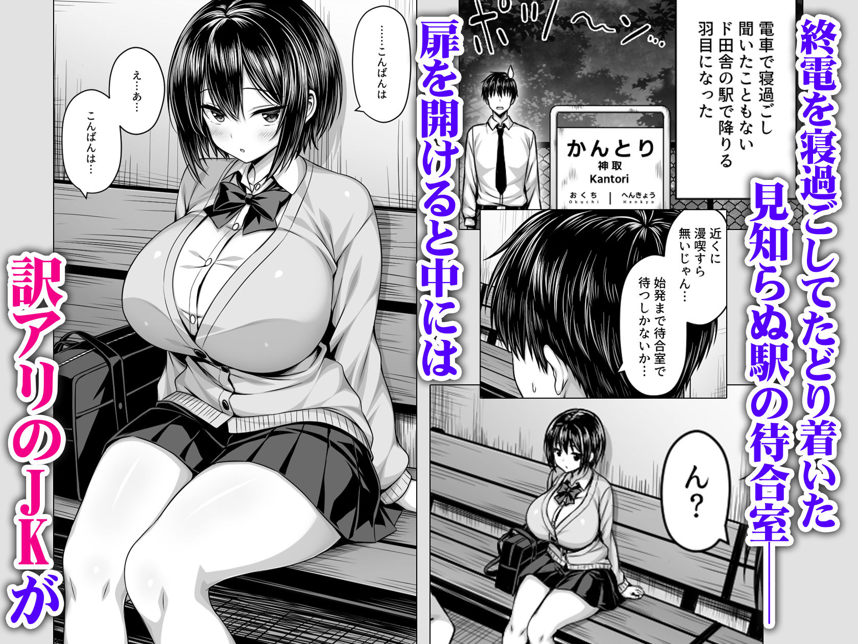サンプル画像1:深夜の無人駅で巨乳家出JK拾った(一億万軒茶屋) [d_711585]