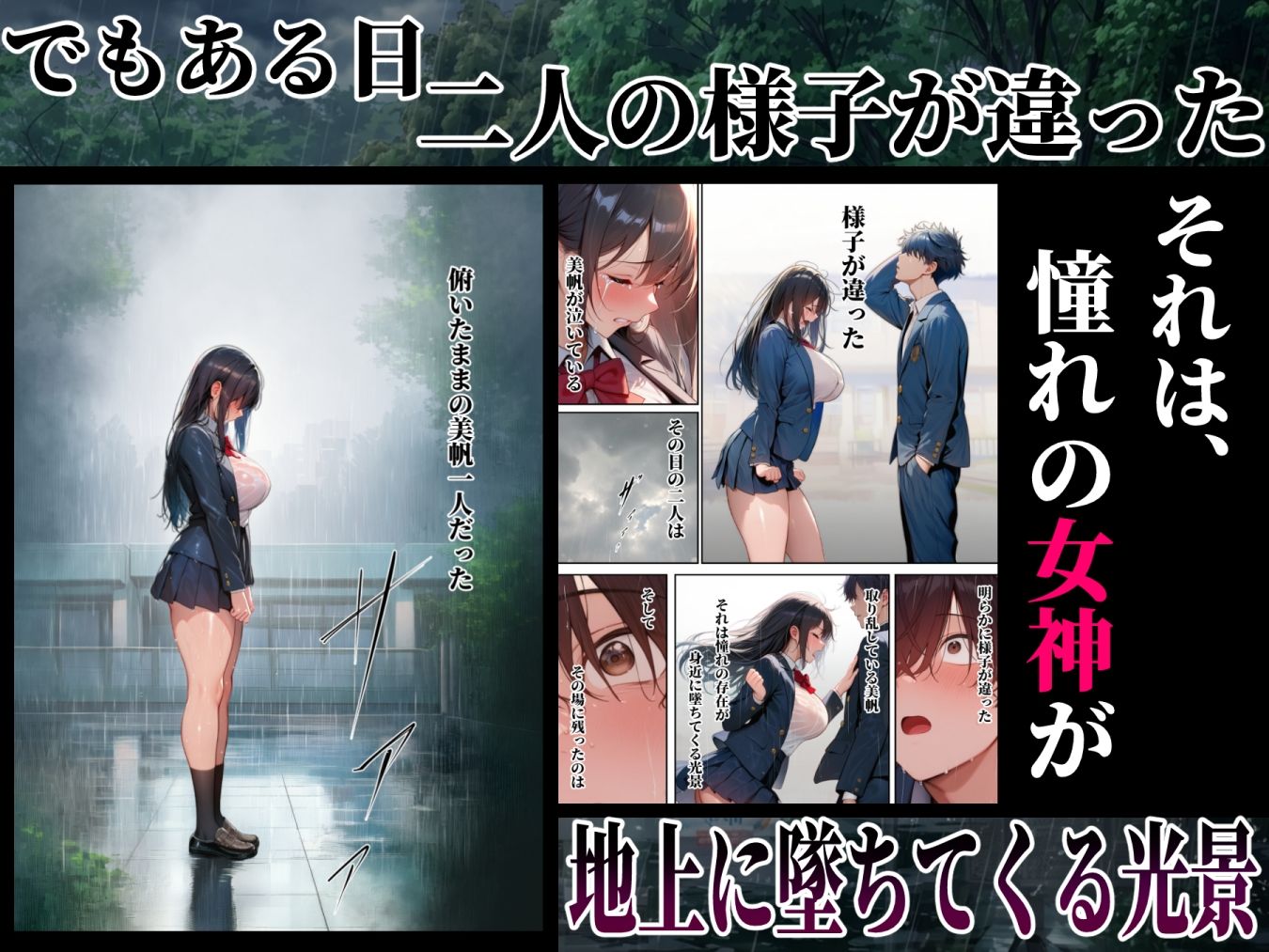 【無料エロ漫画】同じクラスの巨乳黒髪女神の心に空いた穴をオレの穢れた巨根でアナウメする話(ぱるぱるむんむん) d_712471