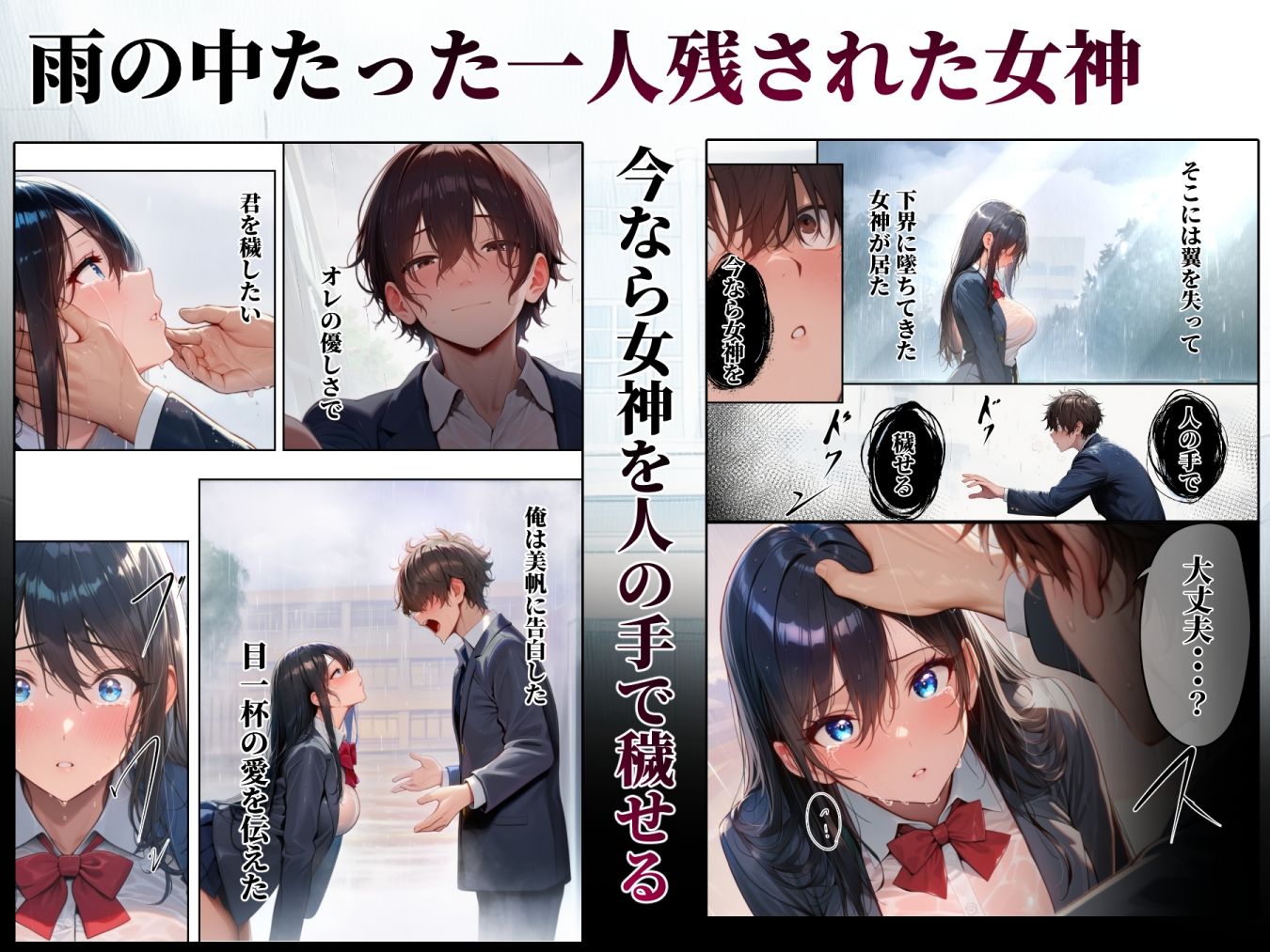 【無料エロ漫画】同じクラスの巨乳黒髪女神の心に空いた穴をオレの穢れた巨根でアナウメする話(ぱるぱるむんむん) d_712471