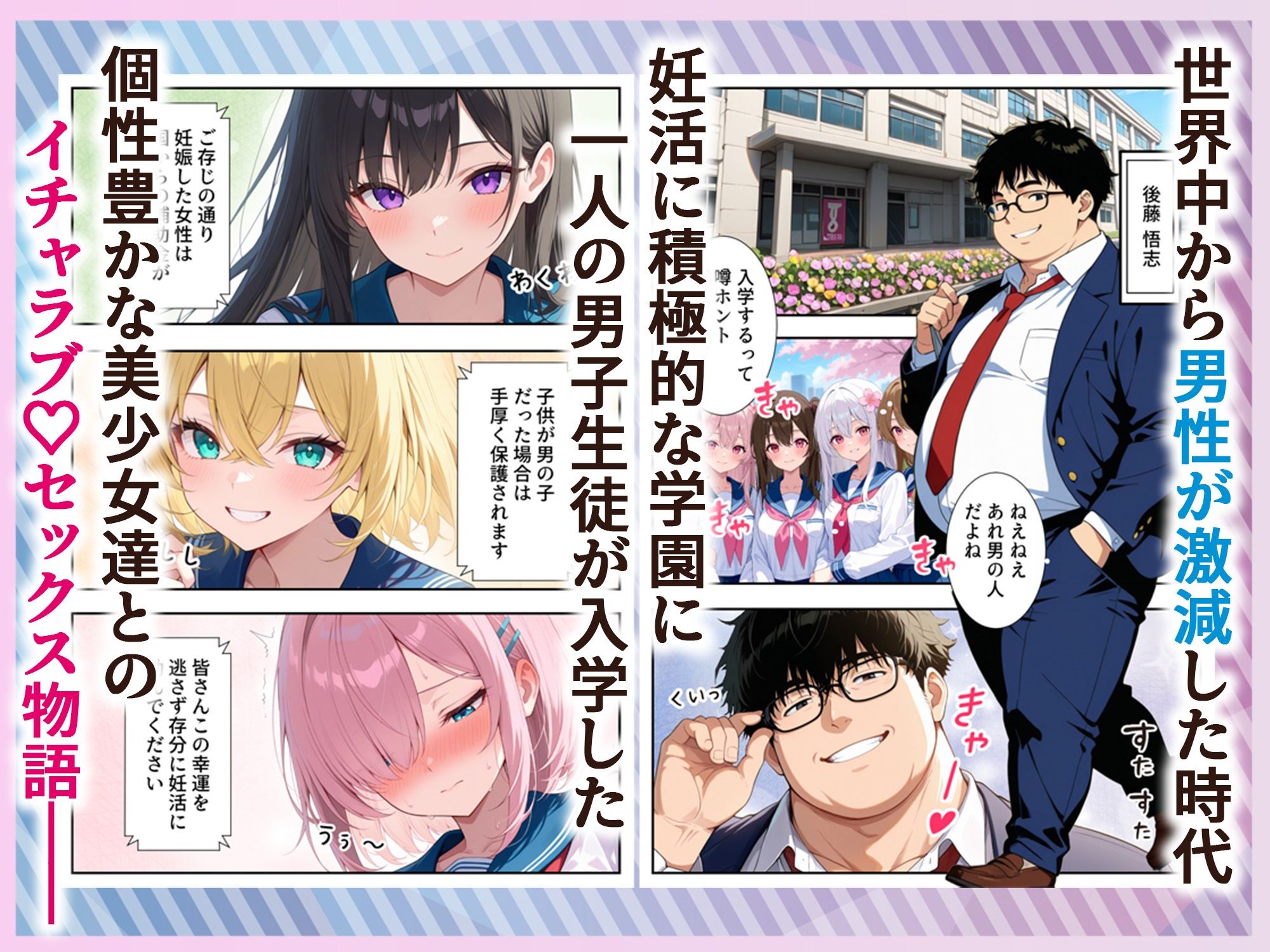 妊活ハーレム学園 〜男子が俺だけの学校！デブスでもチンモテする世界〜 エロ画像1