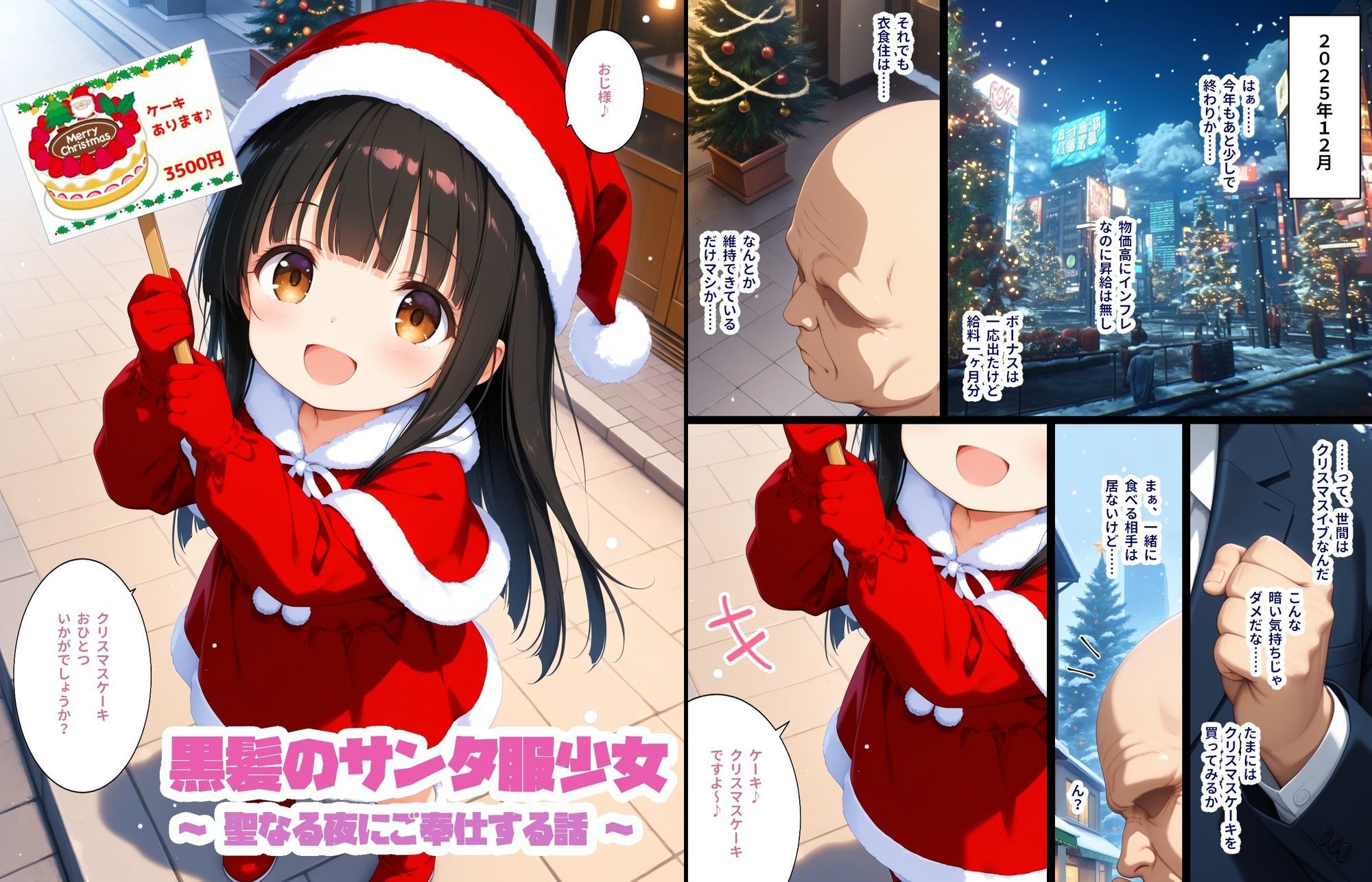 【エロ漫画】黒髪のサンタ服少女〜聖なる夜にご奉仕する話〜1