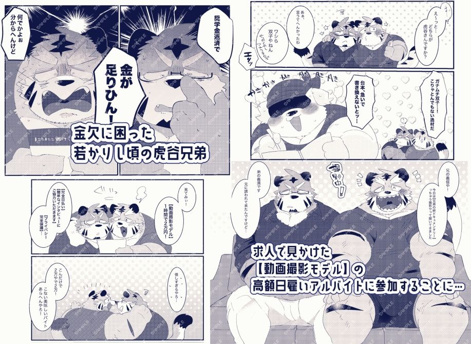 双子の関西弁虎おっさんが騙されてAV出演する本 エロ漫画3