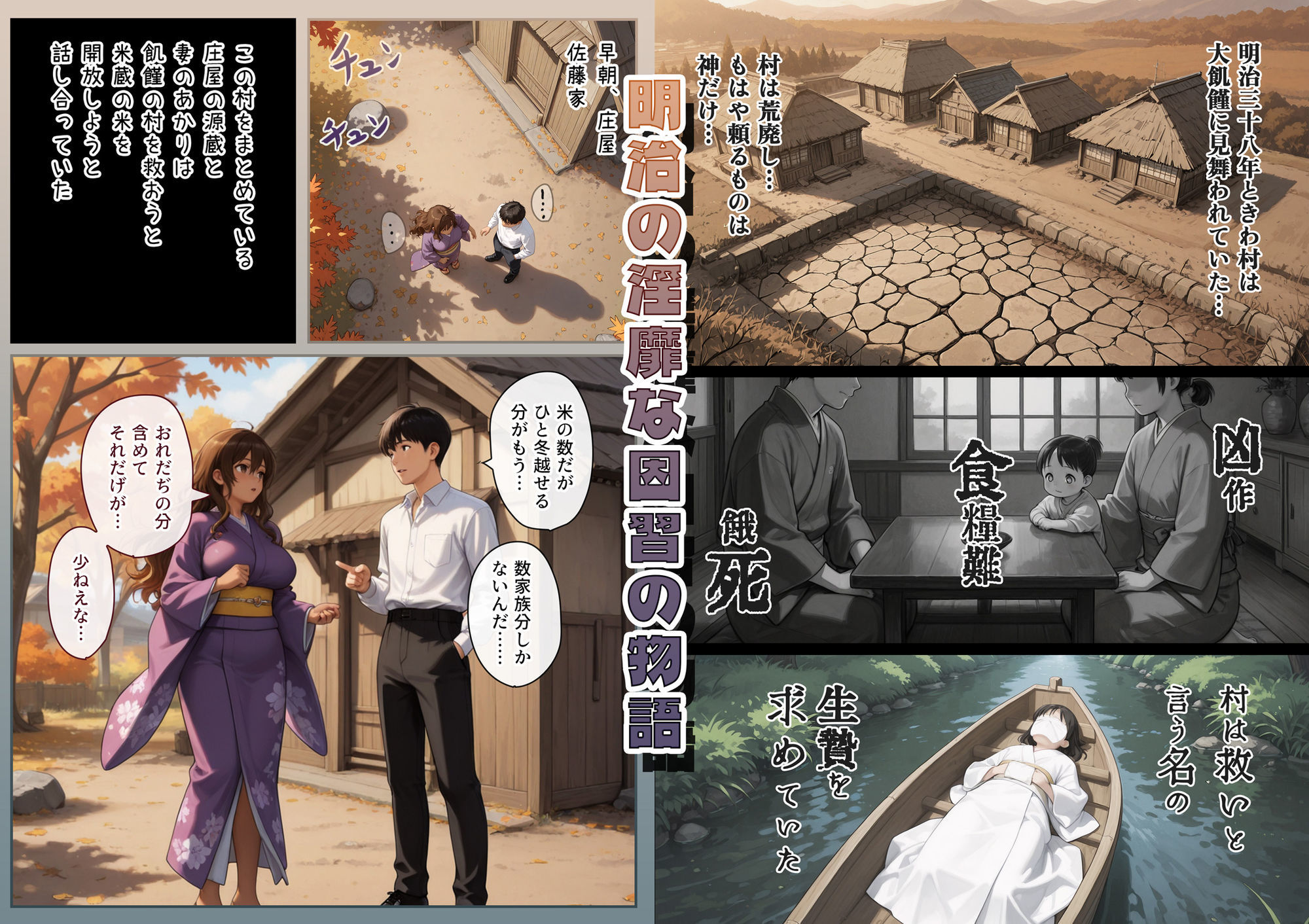 『明治助平浪漫譚』生贄にされた爆乳女は緊縛されてぬれぬれに、儀式はこれでヲハリ。「ムカサリ流し〜ヲハリ編」 画像1