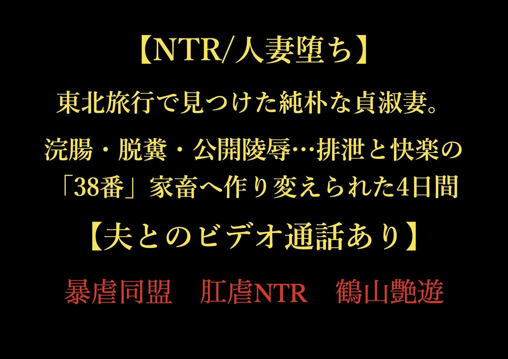 【NTR/人妻堕ち】東北旅行で見つけた純朴な貞淑妻。浣腸・脱糞・公開陵●…排泄と快楽の「38番」家畜へ作り変えられた4日間【夫とのビデオ通話あり】 画像1