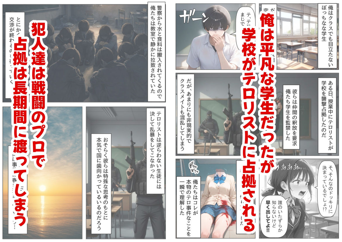学校占拠したテロリストに、俺は片思い女子と、無理やりセックスさせられる サンプル1