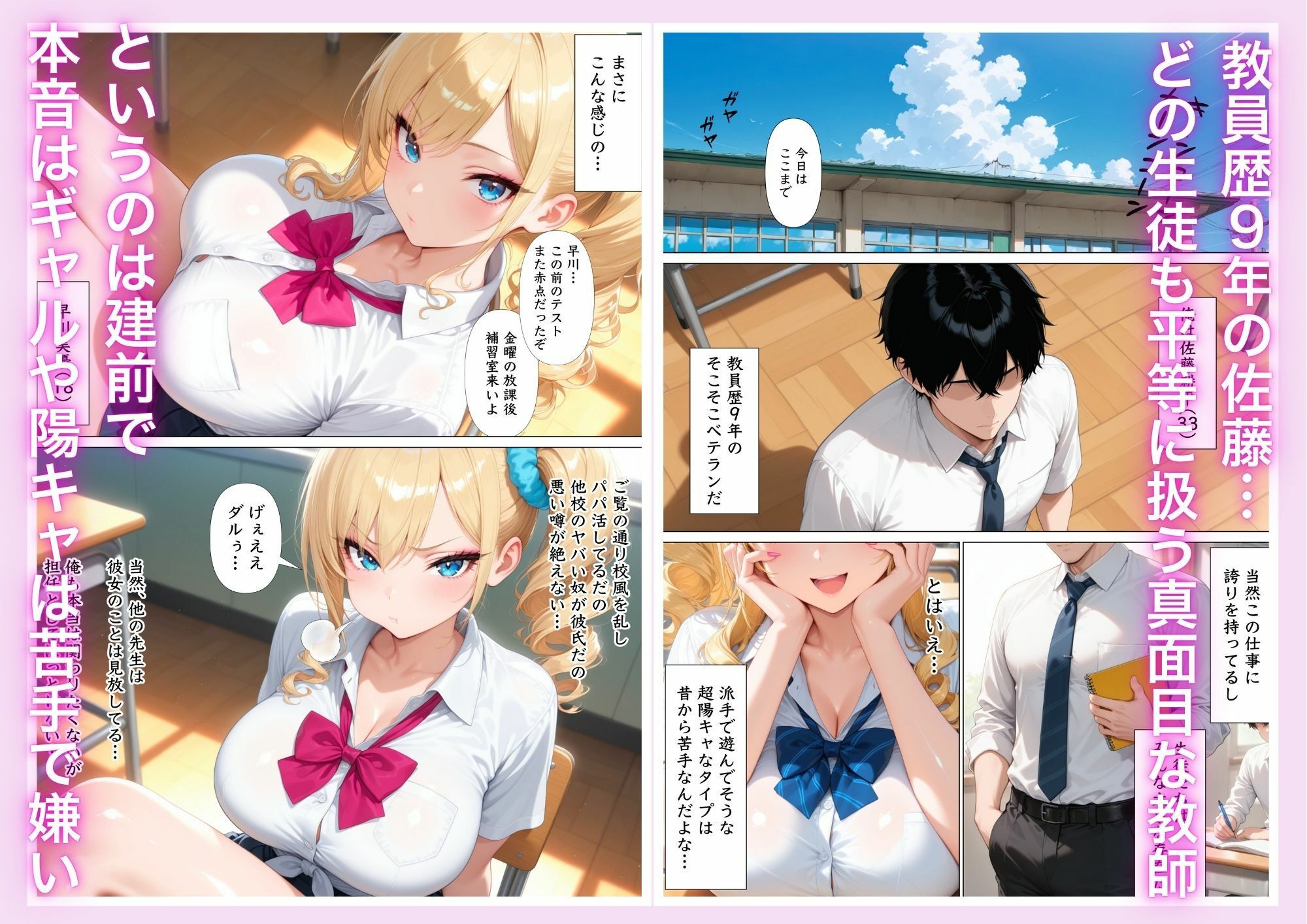 サンプル画像1:レス教師が教え子金髪ギャルと禁断の中出しセックスした話(アトリエぷにぷに) [d_725688]