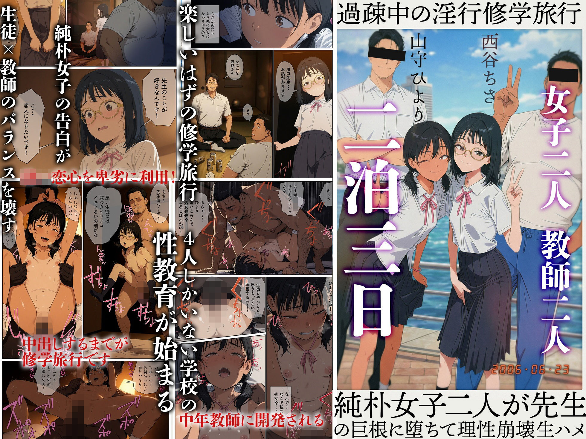 過疎中の淫行修学旅行〜純朴女子二人が先生の巨根に堕ちて理性崩壊生ハメ
