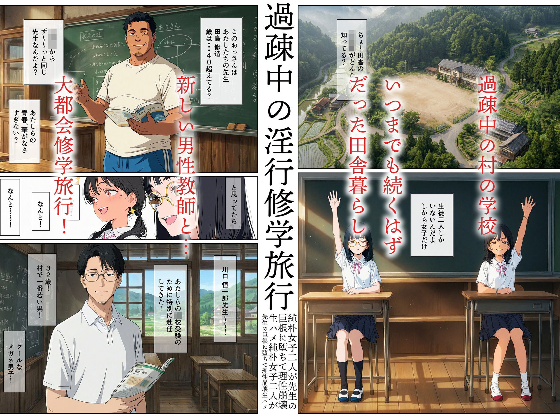 過疎中の淫行修学旅行〜純朴女子二人が先生の巨根に堕ちて理性崩壊生ハメ