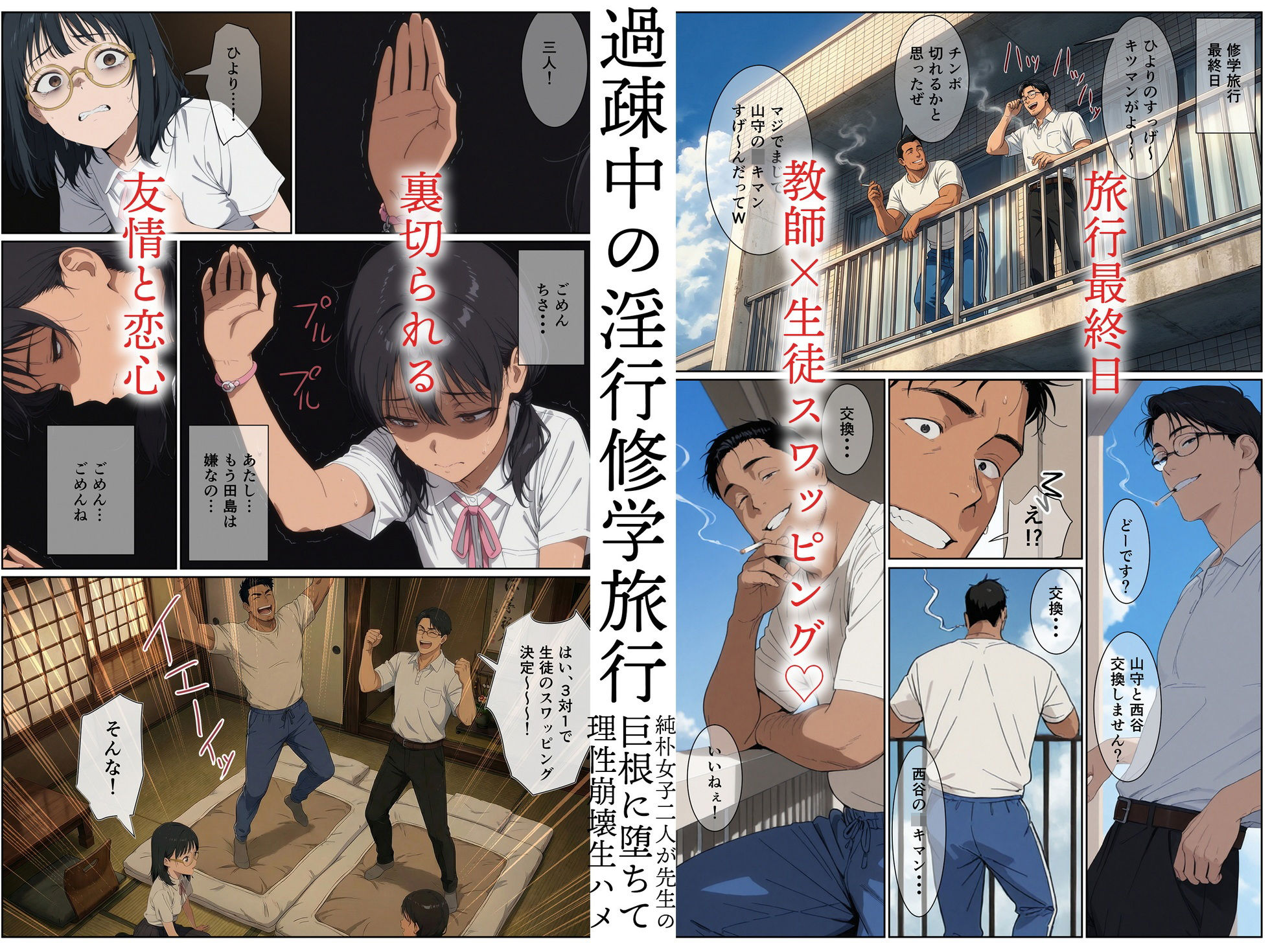 過疎中の淫行修学旅行〜純朴女子二人が先生の巨根に堕ちて理性崩壊生ハメ