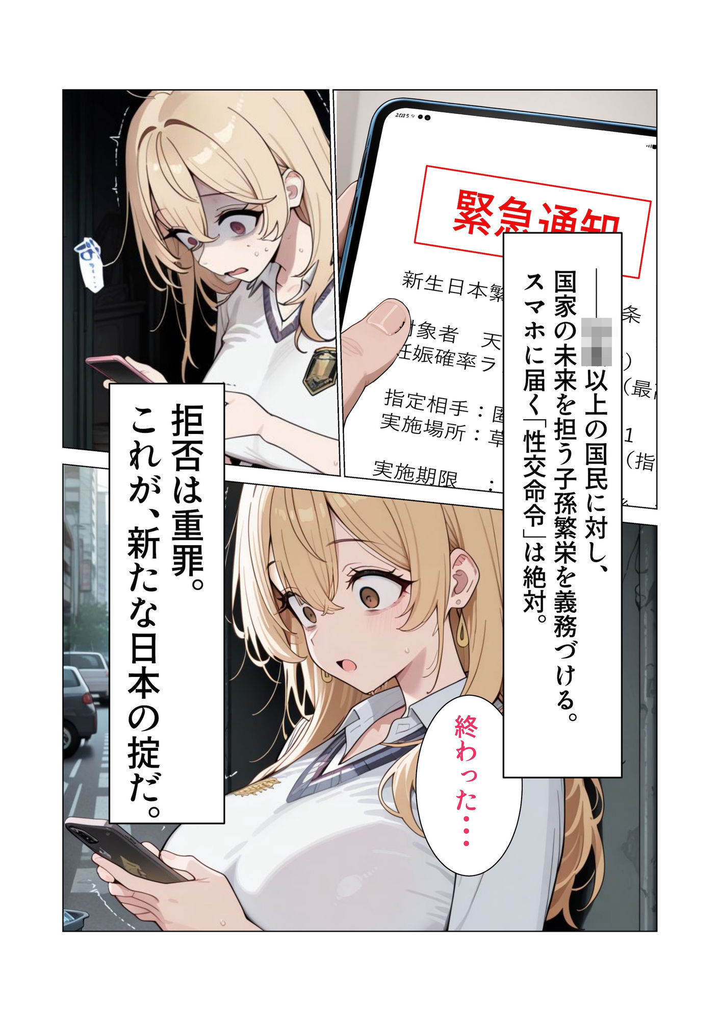 【AIイラスト・漫画集】スマホに届いた性交命令〜ゴミジジイ兄弟の種で子宮パンパン 画像2