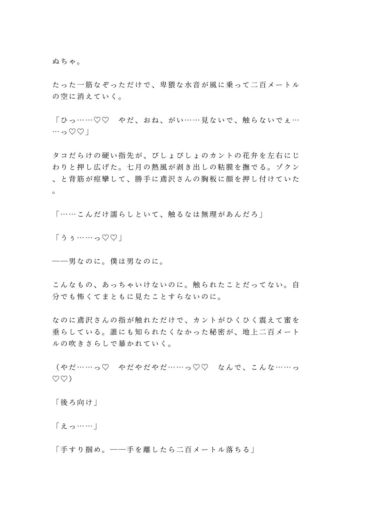 地上200mのゴンドラで高所恐怖症がバレた新人が逃げられないまま日焼け職人に四回中出しされた話 5枚目