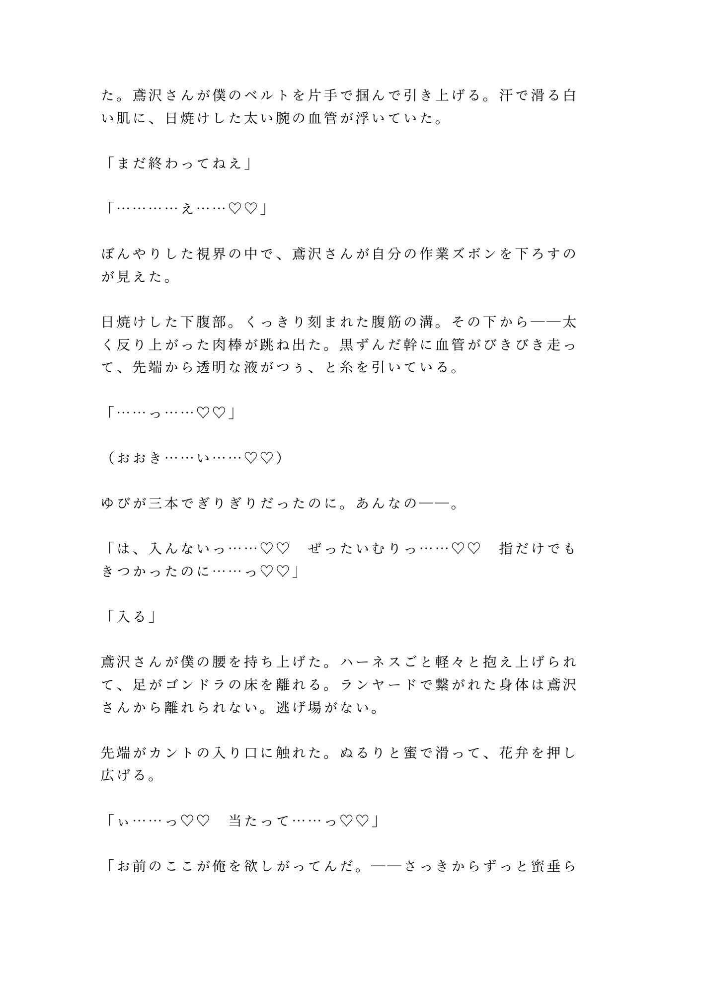 地上200mのゴンドラで高所恐怖症がバレた新人が逃げられないまま日焼け職人に四回中出しされた話 10枚目