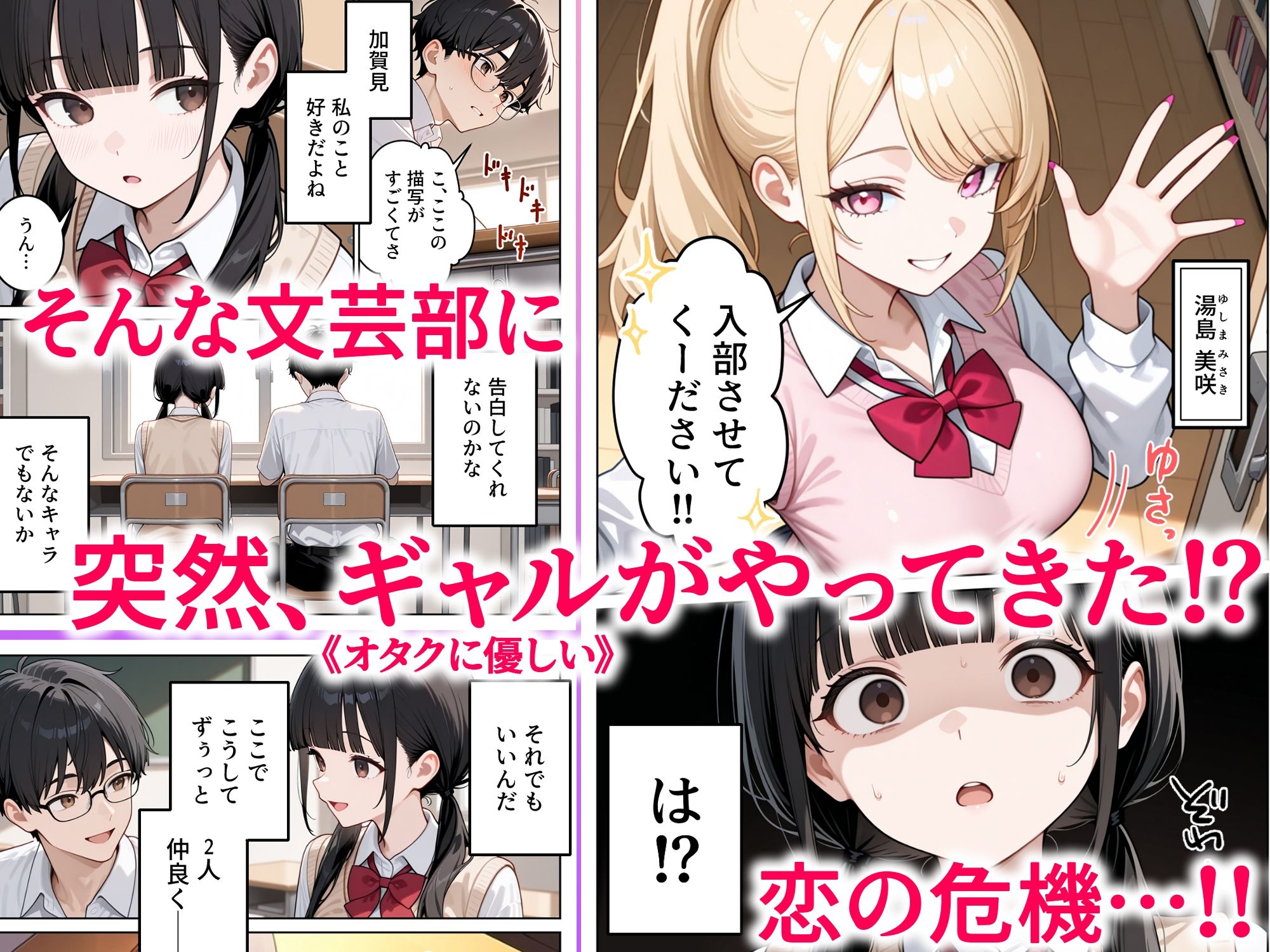 【エロ漫画】文芸部にギャルが来た！？〜地味巨乳と金髪ギャルの誘惑SEX〜2