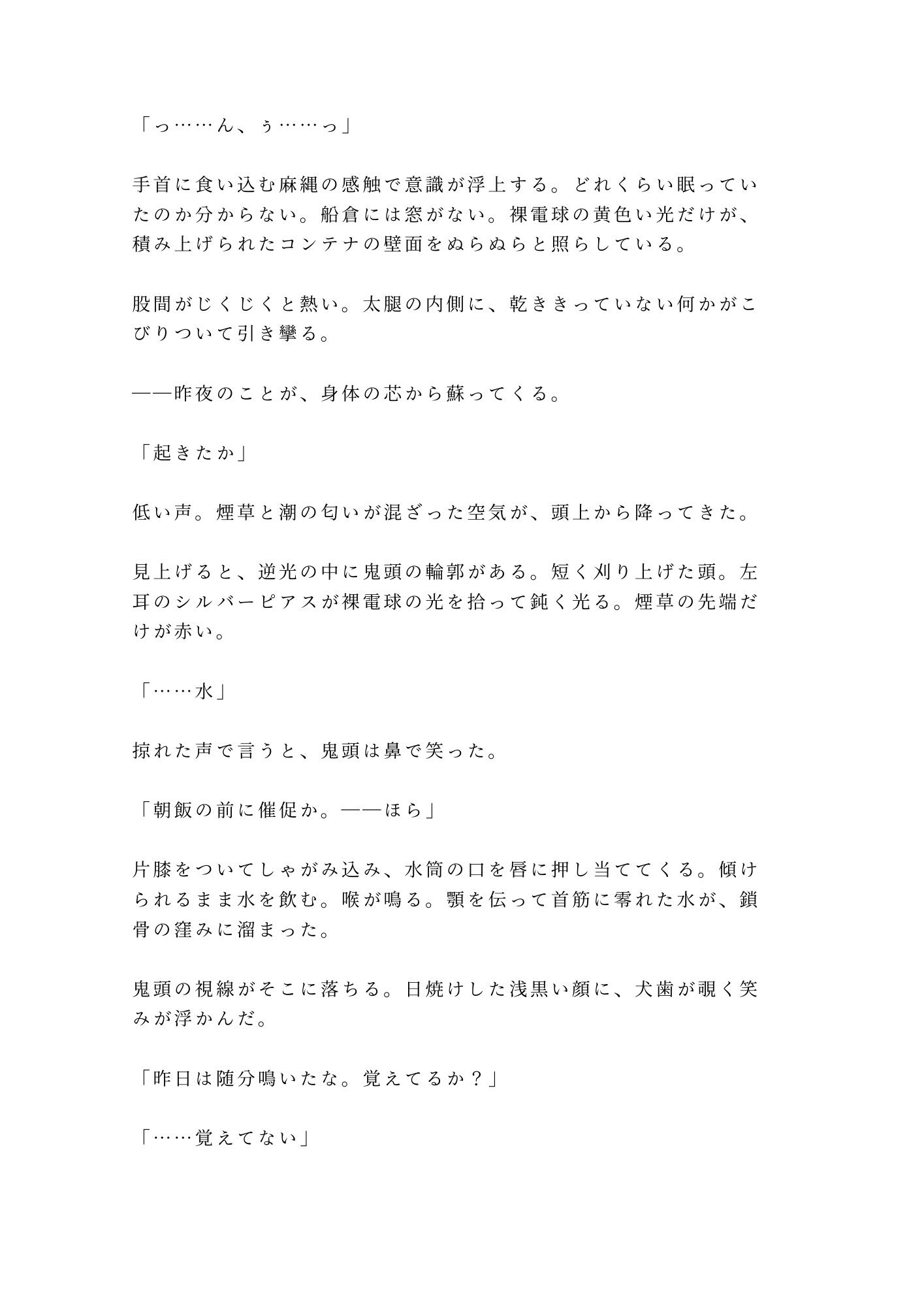 【監禁×拘束×中出し】貨物船の船底で密輸ブローカーに見つかった密航者が「お前は俺の積荷だ」と3日間ロープで繋がれカントを犯●れ尽くす話 2枚目
