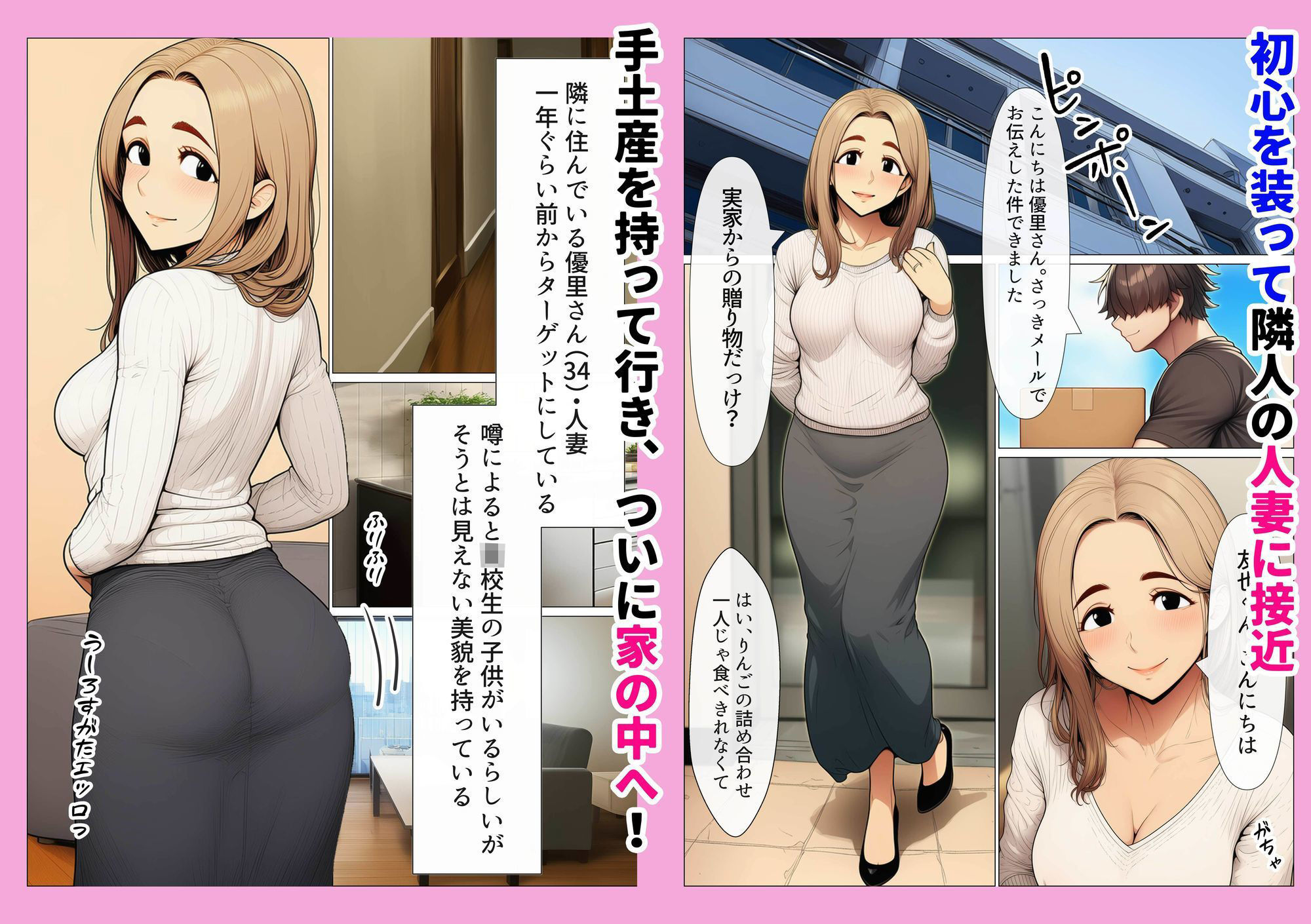 【無料エロ漫画】d_736631 奥手のふりしてNTR成功！隣に住んでる美人主婦（34）は案外チョロかったw(わんどーる)