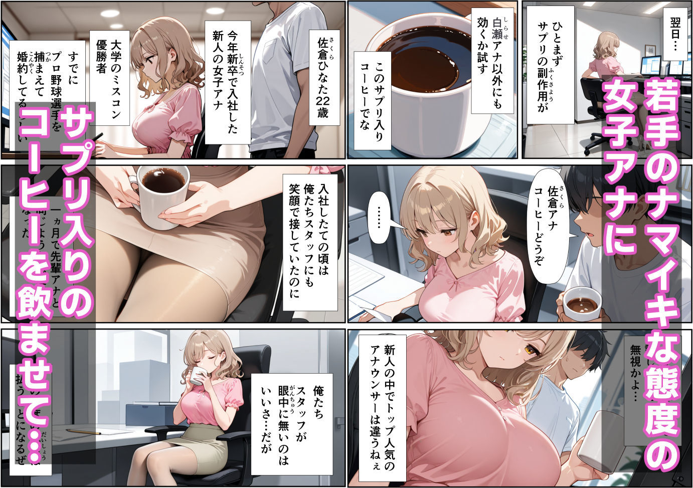 【無料エロ漫画】d_738693 局内トップ人妻女子アナが俺の上で腰振りハーレム 〜雑用ADが3人を楽チン肉便器化〜(人妻OL敗北劇場)