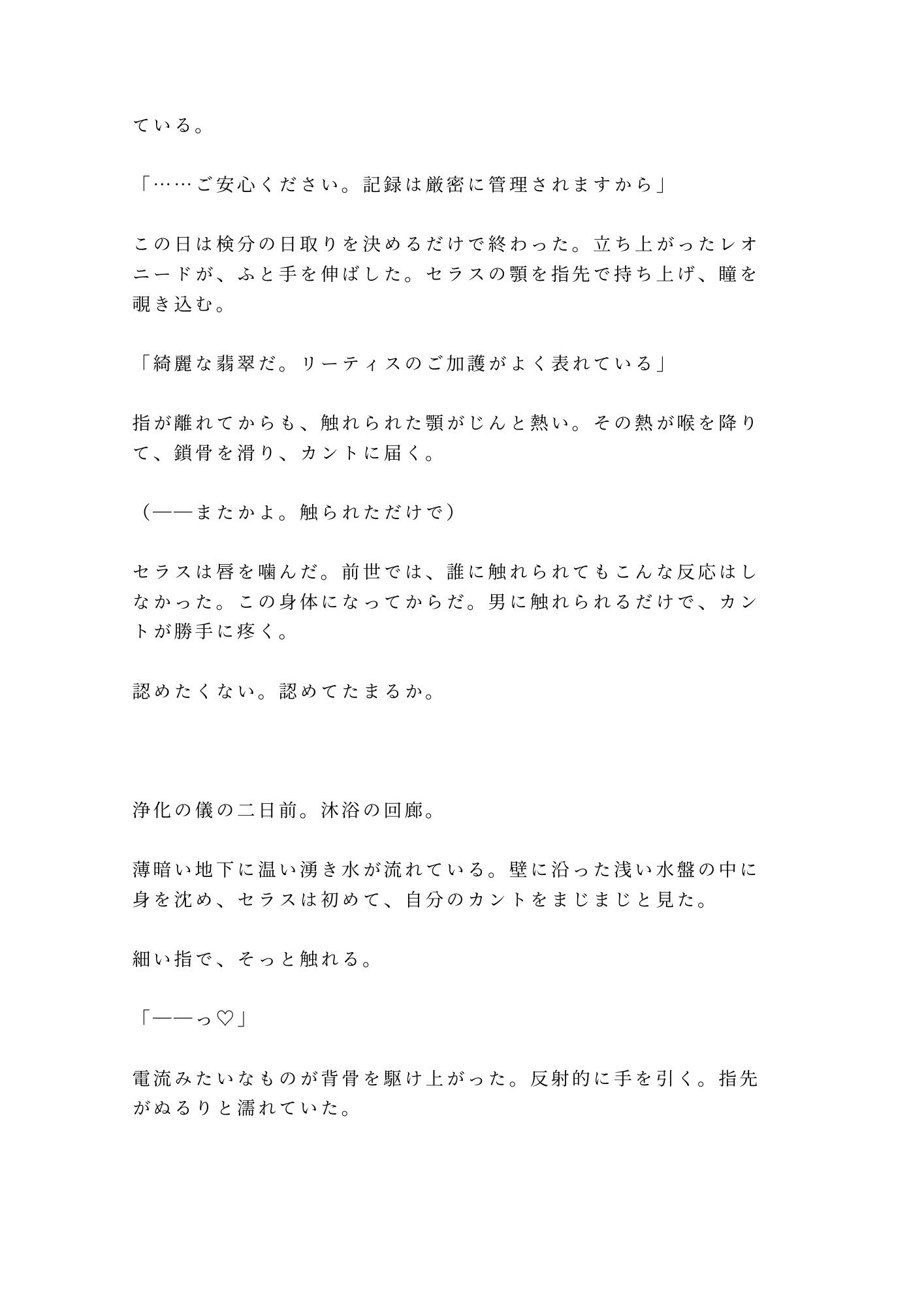 異世界に転生したらカントの聖女だった件、神殿騎士団長に「神託だ、お前の身体は俺が清める」と祭壇の上で毎夜浄化される話 画像6