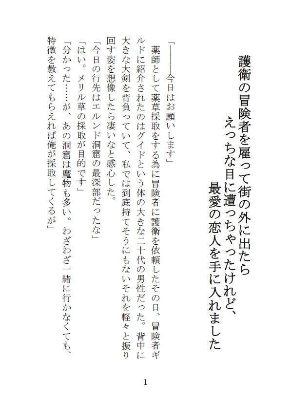 護衛の冒険者を雇って街の外に出たらえっちな目に遭っちゃったけれど、最愛の恋人を手に入れました サンプル2
