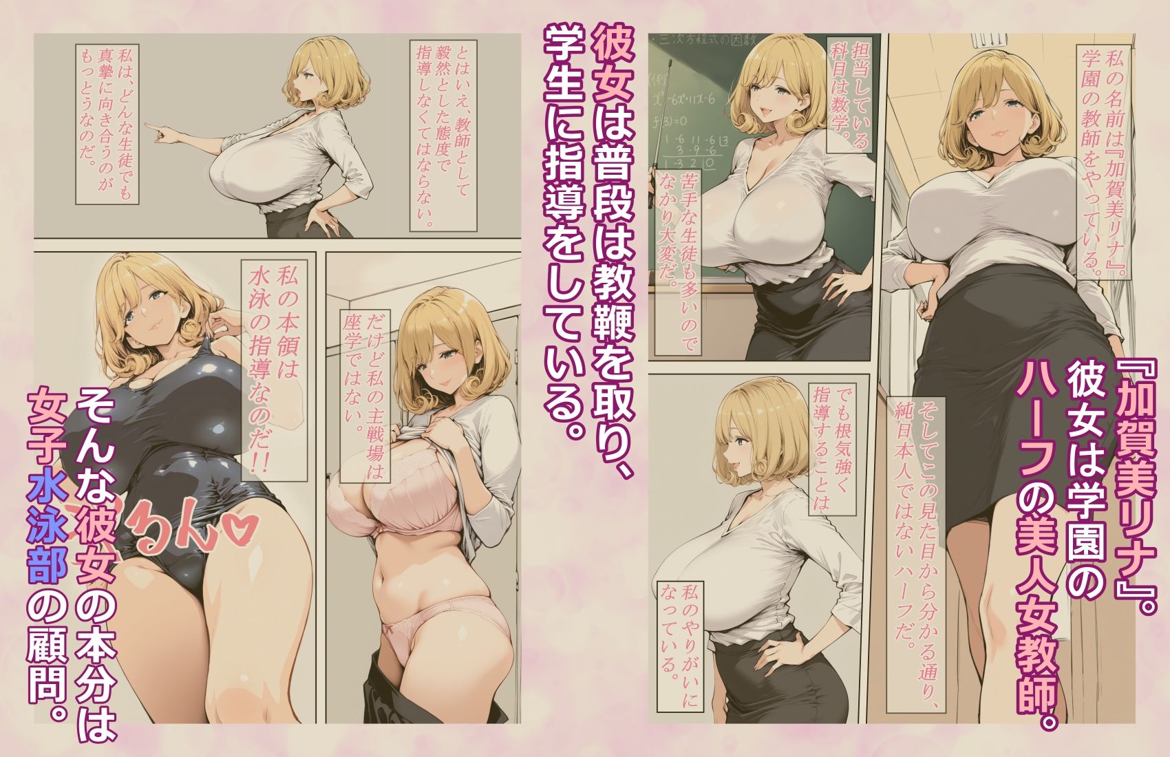 美人巨乳水泳教師に憑依したのでオナニーして教え子とレズセする！！ 画像2