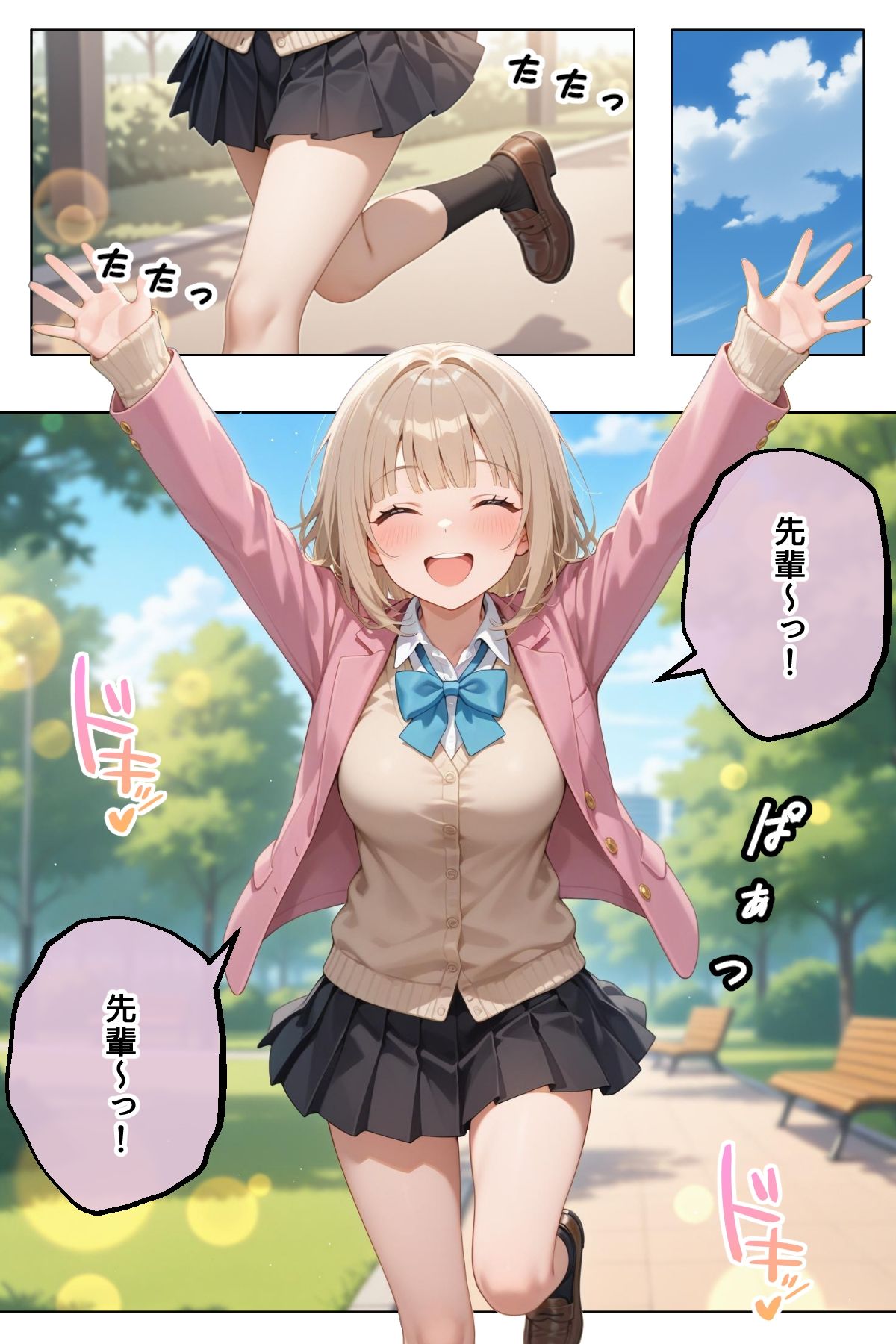 【エロ漫画】笑顔が可愛い巨乳の後輩彼女と、めちゃくちゃS◯Xする1