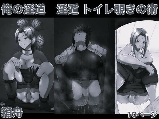 【箱舟】強くて美しい女忍者の無防備状態のトイレを覗く『俺の淫道淫遁トイレ覗きの術モノクロ版』