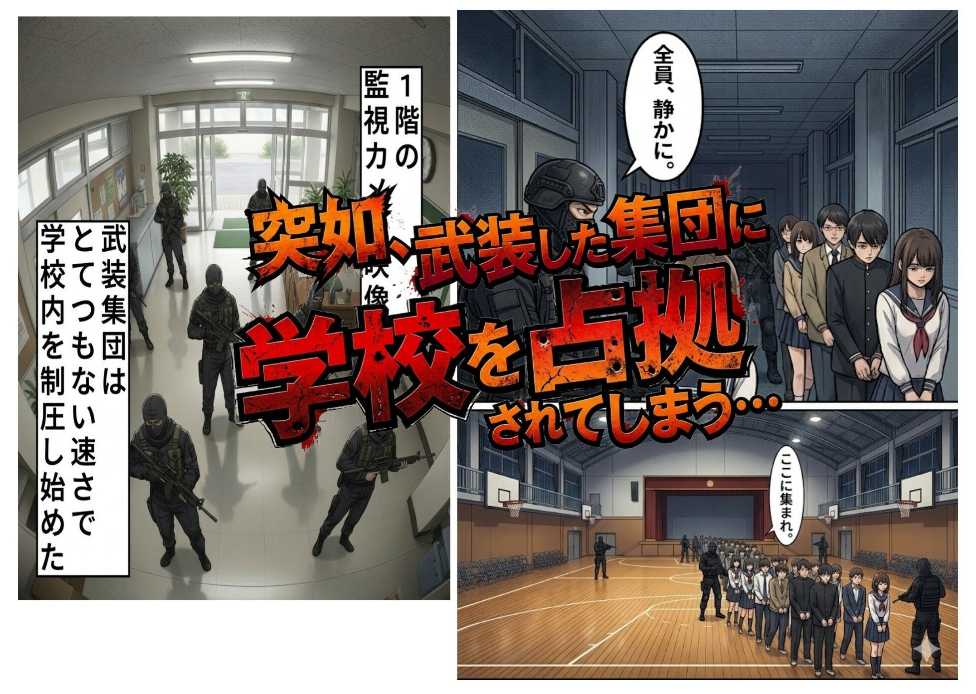占拠された学校〜武装集団に指示されながらエロい事をしまくる〜 画像1