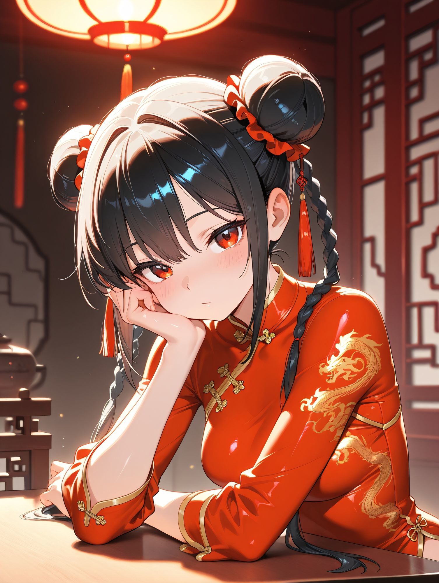 赤いチャイナ服を着た女の子と・・・_1