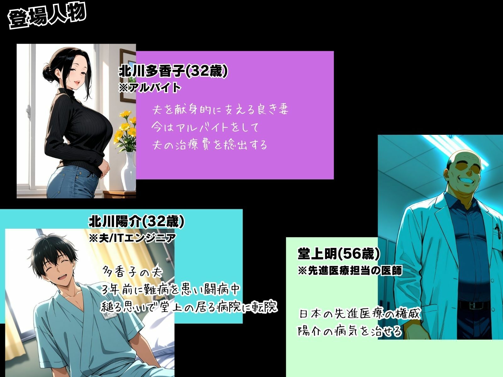 夫の為にできる事。先進医療の代償は熟れた人妻の汗ばんだ乳房 画像2