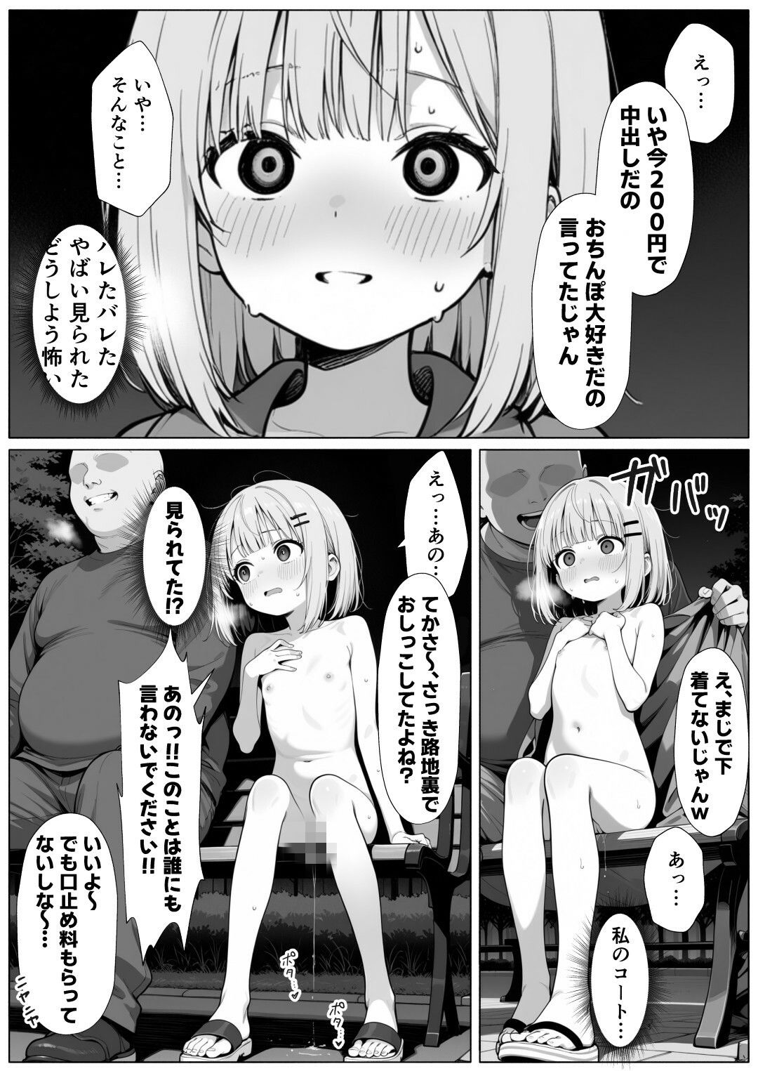 【くろろべ村】グレースケール本文32P＋表紙・本作品はフィクションです『裸コートで露出おさんぽしてたら公園でおじさんに見つかってブチ犯●れる話』6