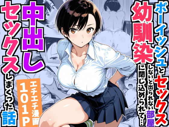 ボーイッシュ幼馴染と「セックスしないと出られない部屋」に閉じ込められて…中出しセックスしまくった話 タイトル画像
